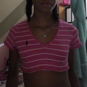 Pink stripped Ralph Lauren crop top